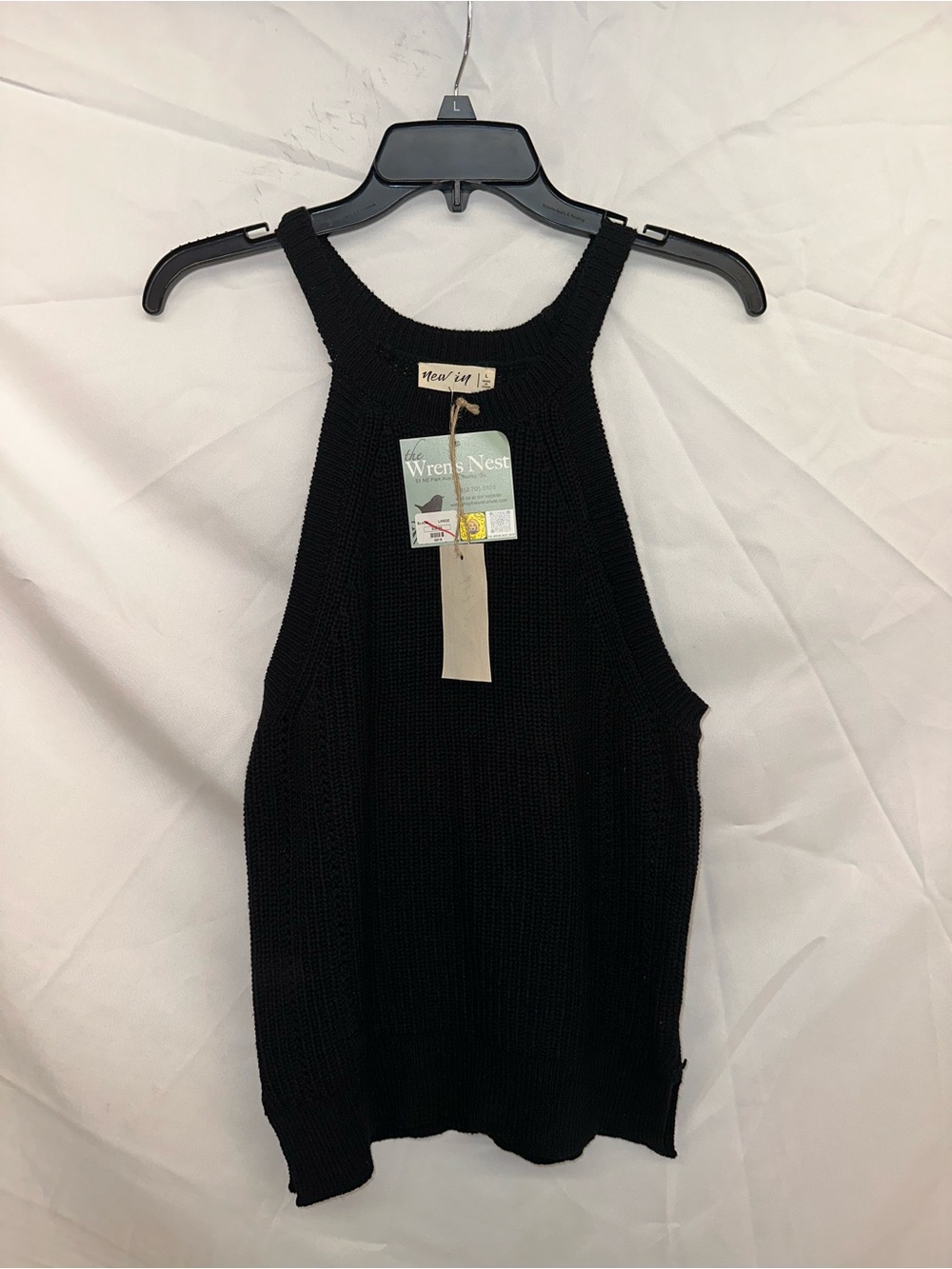 The Wren's Nest Black Knit Halter Tank Top